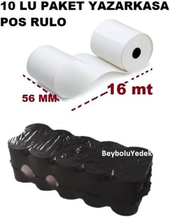 Yazar Kasa POS Rulo, 56 mm x 16 m, 10'lu Paket