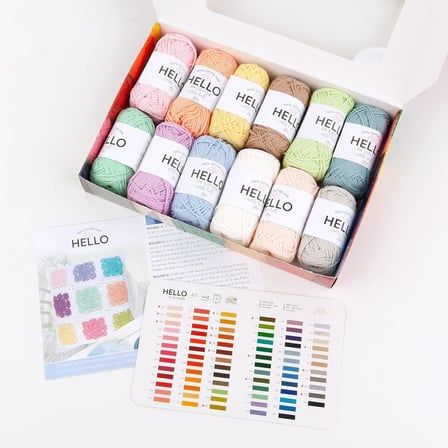 Hello%100 Pamuk İp Seti – 12 x 25g Pastel Renk Yumak, Örgü, Tığ İşi, Amigurumi ve Punch İçin El İşi İpi