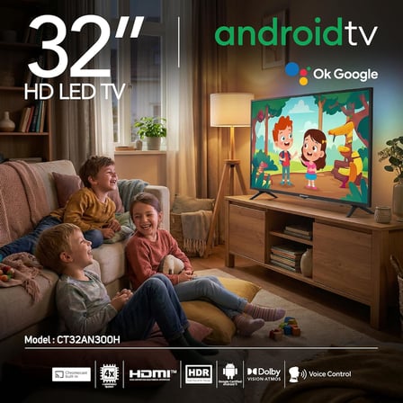 32” HD Ready Android TV (CT32AN300H), HDR, Dolby Vision &amp; Atmos, Chromecast Built-in, Wi-Fi, Bluetooth 5.1, Dahili Uydu Alıcı, 2x HDMI, 2x USB, Voice Control