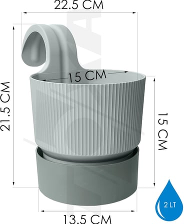 Ixora Tek Askılı Saksı (4, Gri)