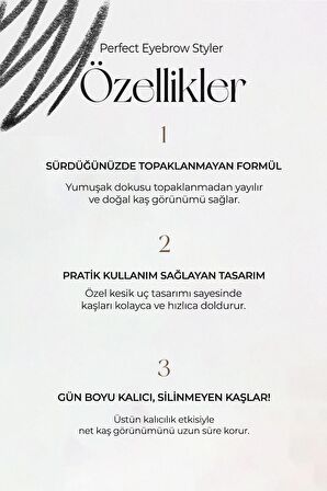 Uzun Süre Kalıcı Asansörlü Kaş Kalemi  Perfect Eyebrow Styler (Black)