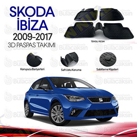 Seat İbiza 2009 - 2017 3D Havuzlu Oto Paspas Takımı