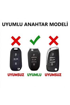 Peugeot 208 308 508 2008 3008 5008 Elmas Kesim TPU Anahtar Kılıfı (Pembe)