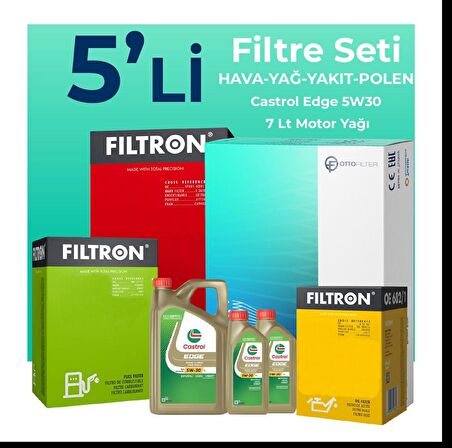 Filtron Amarok 2.0 Dizel Filtre Bakım Seti Castrol Motor Yağlı (2010-2017) 5 Li