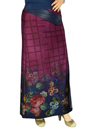 Kadın Uzun Etek Deri Kombinli BGLSZ16K206