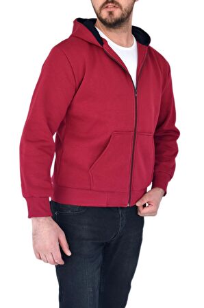 Erkek Bordo Kapüşonlu Sweat KLM001