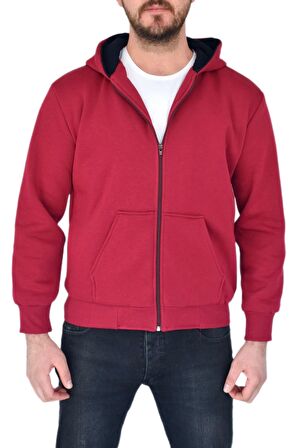 Erkek Bordo Kapüşonlu Sweat KLM001