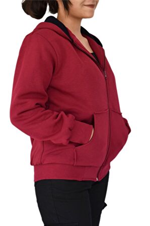 Kadın Bordo Kapüşonlu Sweat KLM001 BGL-ST02290