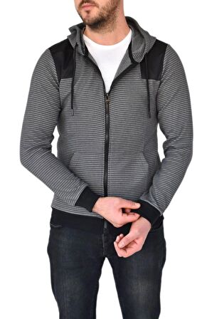 Erkek Fermuarlı Kapüşonlu Sweat Ottoman 6704 BGL-ST02305