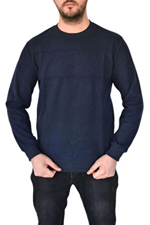 Erkek Büyük Beden Sıfır Yaka Sweatshirt 2245-BTL BGL-ST02357