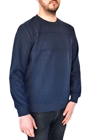 Erkek Büyük Beden Sıfır Yaka Sweatshirt 2245-BTL BGL-ST02357