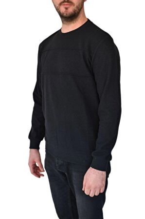 Erkek Büyük Beden Sıfır Yaka Sweatshirt 2245-BTL BGL-ST02357