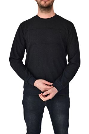 Erkek Büyük Beden Sıfır Yaka Sweatshirt 2245-BTL BGL-ST02357