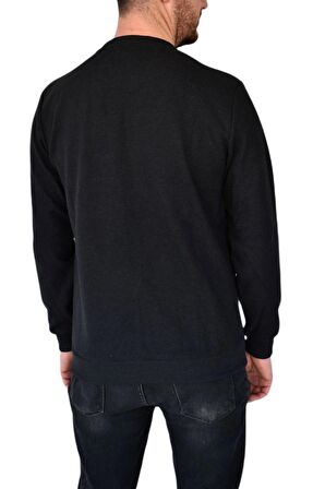 Erkek Büyük Beden Sıfır Yaka Sweatshirt 2245-BTL BGL-ST02357