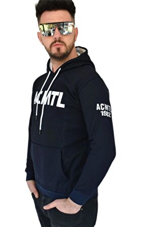 Erkek Lacivert Kapüşonlu Sweatshirt  ACMTL BGL-ST02360