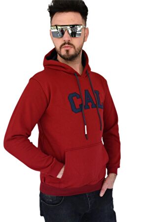 Erkek Bordo Kapüşonlu Sweatshirt Cal BGL-ST02361