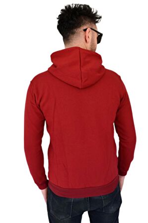 Erkek Bordo Kapüşonlu Sweatshirt Cal BGL-ST02361