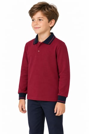 Kolej Polo Yaka Bordo Sweatshirt Ytg OGRTL1453