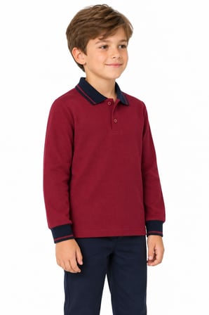 Kolej Polo Yaka Bordo Sweatshirt Ytg OGRTL1453