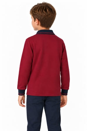 Kolej Polo Yaka Bordo Sweatshirt Ytg OGRTL1453