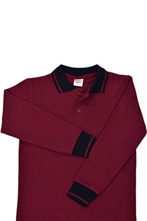 Kolej Polo Yaka Bordo Sweatshirt Ytg OGRTL1453