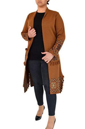 Kadın Kilim Desen Uzun Triko Hırka BGL-AL423