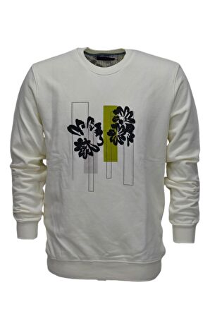 Erkek Baskılı Spor Sıfır Yaka Sweatshirt R2201 BGL-ST03191