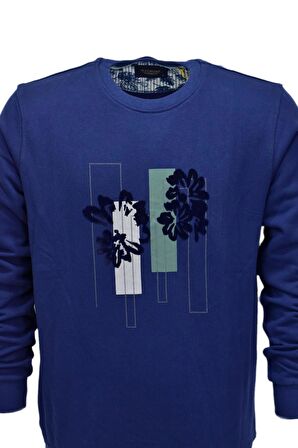 Erkek Baskılı Spor Sıfır Yaka Sweatshirt R2201 BGL-ST03191