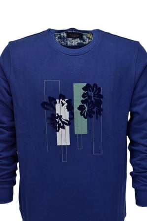Erkek Baskılı Spor Sıfır Yaka Sweatshirt R2201 BGL-ST03191