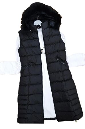 Kadın Kapüşonlu Uzun Yelek 5003 BGL-ST01646