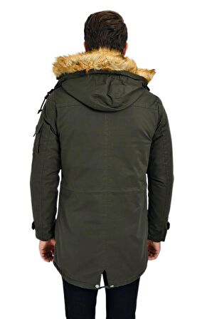 Erkek Spor Kanvas Kapüşonlu Parka M2475 BGL-ST03234