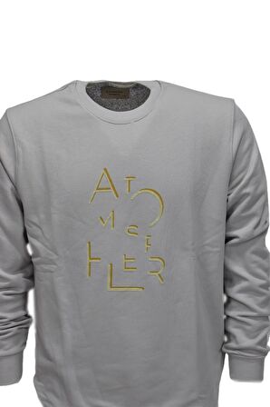 Erkek Baskılı Spor Sıfır Yaka Sweatshirt R2206 BGL-ST03190