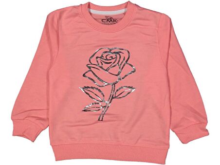 Kız Çocuk Mevsimlik Gül Baskılı Sweatshirt BGL-ST03645