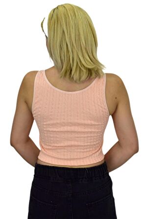 Kadın İp Askılı Pedli Crop 8136 BGL-ST03783