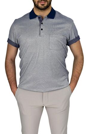 Erkek Polo Yaka Jakarlı Cepli Tişört R7520 BGL-ST03793