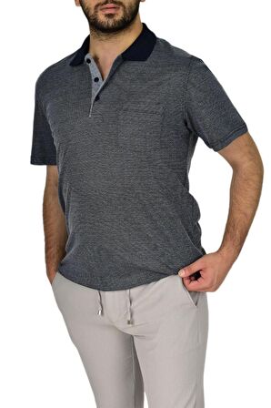 Erkek Polo Yaka Jakarlı Cepli Tişört R7520 BGL-ST03793