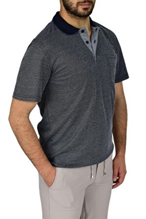 Erkek Polo Yaka Jakarlı Cepli Tişört R7520 BGL-ST03793
