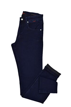 Erkek Lacivert Silim Fit 5 Cepli Jeans Pantolon BGL-ST03820