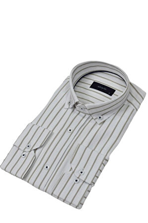 Erkek Klasik Çizgili Tek Cepli Gömlek BGL-ST03907