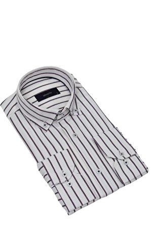 Erkek Klasik Çizgili Tek Cepli Gömlek BGL-ST03907