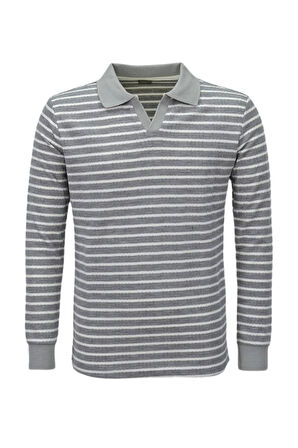 Erkek Spor Çizgili Mevsimlik Triko Polo Yaka Kazak BGL-ST03930