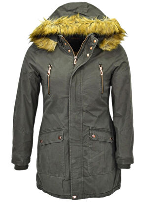 Kadın Spor Kanvas Kapüşonlu Parka M5300 BGL-ST03986