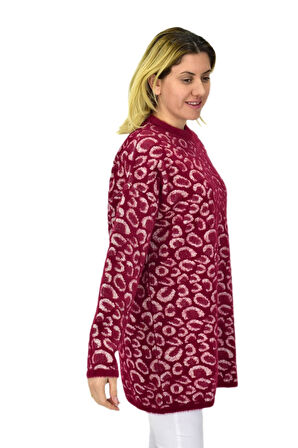 Kadın Leopar Desen Oversize Kazak 140116 BGL-ST04081