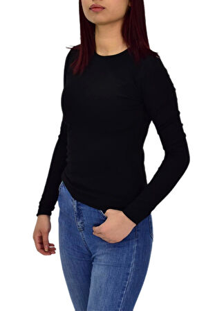 Kadın Düz Renk Vücuda Oturan Uzun Kollu Sweatshirt BGL-ST04209