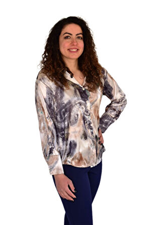 Kadın Saten Uzun Kol Gömlek BGL-ST04211