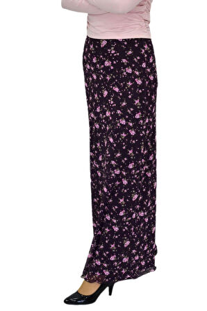 Kadın Çiçekli Lastikli Tül Krep Etek BGL-ST04229