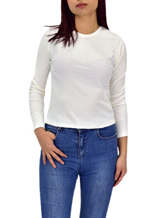 Kadın Uzun Kol  Fitilli Body Tişört  BGL-ST04231