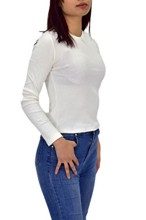 Kadın Uzun Kol  Fitilli Body Tişört  BGL-ST04231