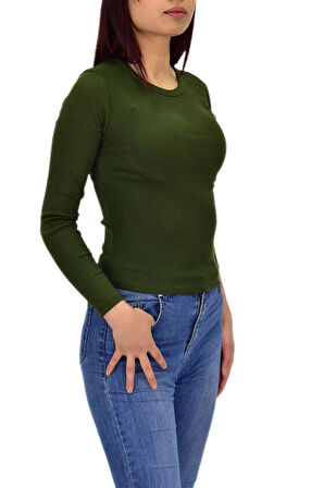 Kadın Uzun Kol  Fitilli Body Tişört  BGL-ST04231