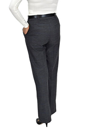 Kadın Ekose Pileli Bol Kumaş Pantolon BGL-ST04233